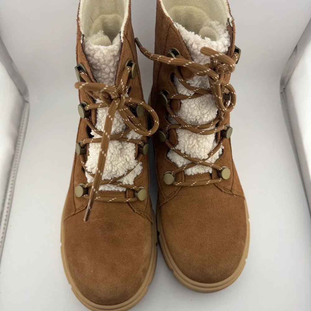 Sorel‎ Ona Rmx Glacy WP Boots 8 Brown Waterproof Suede Shearling NL5123-242